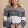 Bella Ella Boutique Comfy And Cozy Striped Pullover Sweater