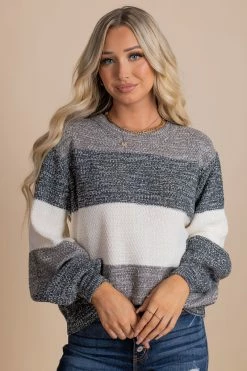Bella Ella Boutique Comfy And Cozy Striped Pullover Sweater