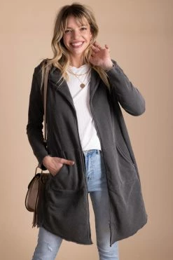 Almost Nothing Hold My Hand Hooded Cardigan -Bella Ella Sales gray main 840b80ca 3bfb 4752 98ab faeff732c41a 5000x