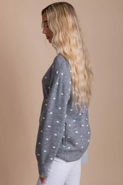 Be Cool Stay Sweet Dotted Knit Sweater -Bella Ella Sales gray side a50e91a7 dc58 43d4 b9e3 86f70b15ecb5 5000x