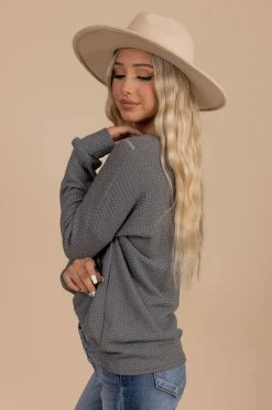 7th Ray Winds Of Winter Waffle Knit Top -Bella Ella Sales gray side c7024e12 7287 4930 a389 24ff3a40e36c 5000x