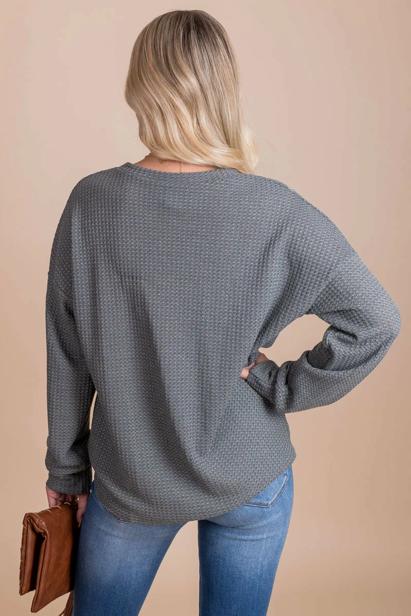 7th Ray Road To Home Waffle Knit Sweater 3 7th Ray Road To Home Waffle Knit Sweater - Image 3