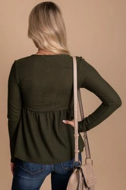 In Loom Here With You Long Sleeve Waffle Top -Bella Ella Sales green back 7d729b2f 4b18 49ad 9127 8b46383142b7 5000x