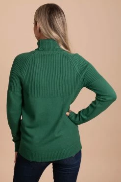 Chocolate Snuggle Up Knit Turtleneck Top -Bella Ella Sales green back ca3d1b24 888a 4e31 81b6 6f988b0310f7 5000x