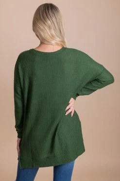Zenana Life Goes On Long Sleeve Waffle Top -Bella Ella Sales green back f7c47bd8 f6ae 47f9 a87c 7cf30952d4c9 5000x