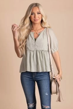 Very J Close To My Heart Striped Peplum Top