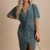 Lovely Day Dress To Impress Ruched Midi Dress