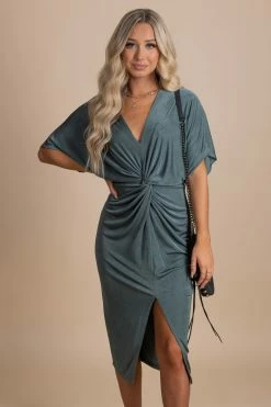 Lovely Day Dress To Impress Ruched Midi Dress