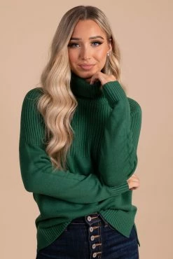 Chocolate Snuggle Up Knit Turtleneck Top -Bella Ella Sales green main fab67c88 4b40 45d9 ad4a 17ac919ce0e2 5000x