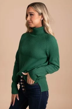 Chocolate Snuggle Up Knit Turtleneck Top -Bella Ella Sales green side bea51843 ac5c 4feb 9a5e ba8920a39b44 5000x