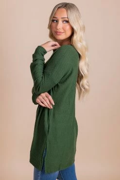 Zenana Life Goes On Long Sleeve Waffle Top -Bella Ella Sales green side d8ce55bd b35c 487f b20e 4a836113b3fa 5000x