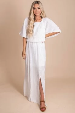 Stylive In The Limelight Ribbed Maxi Dress -Bella Ella Sales in the limelight white front 5000x