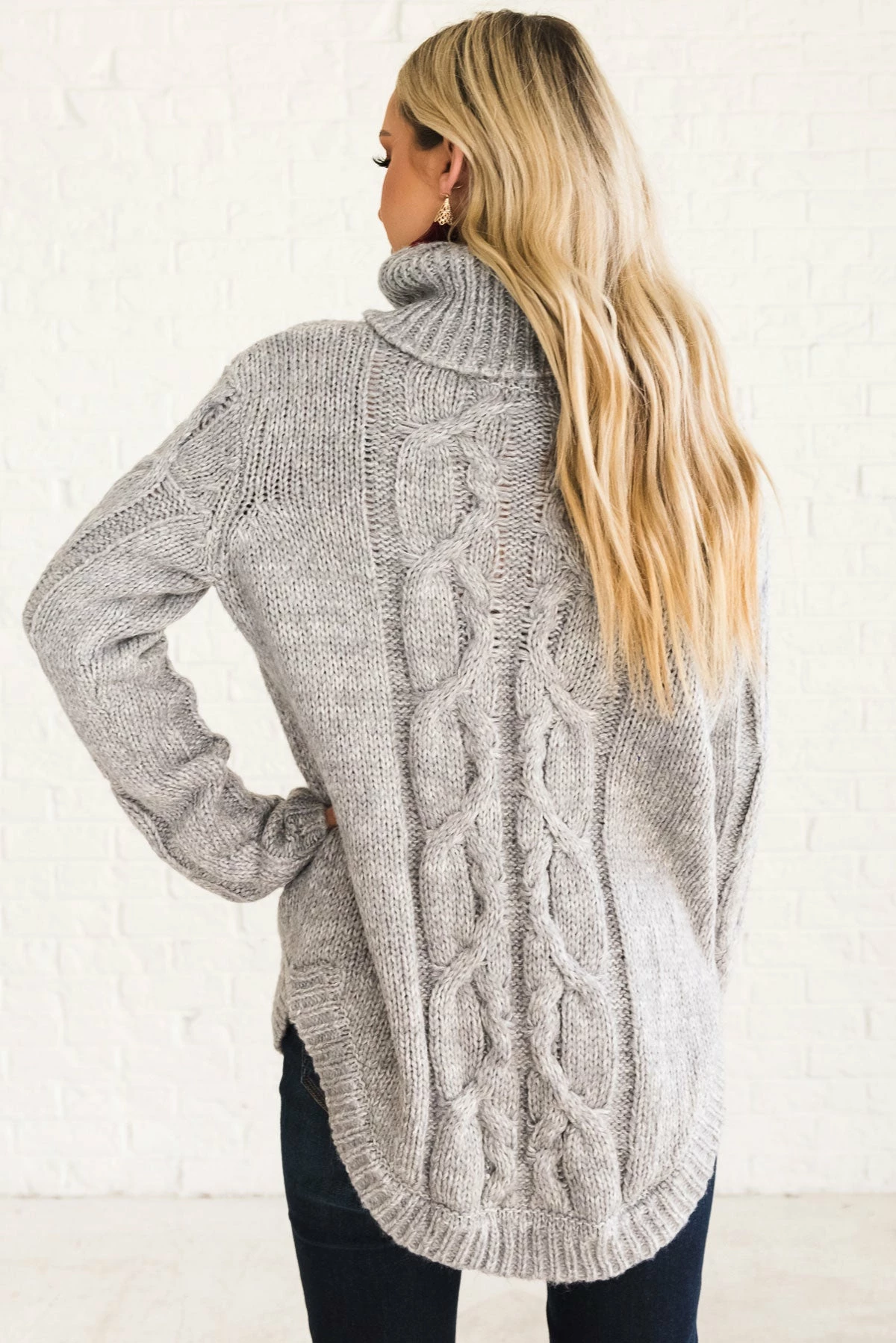 Almost Nothing Into My Arms Cable Knit Sweater - Gray 2 Almost Nothing Into My Arms Cable Knit Sweater - Gray - Image 2
