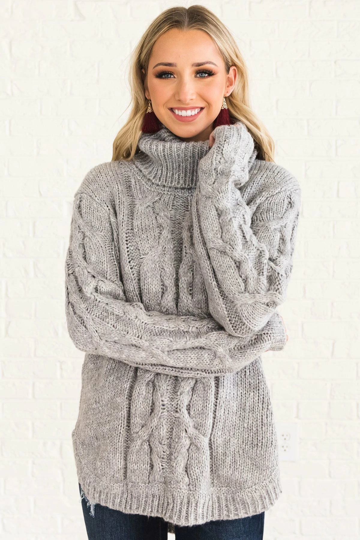 Almost Nothing Into My Arms Cable Knit Sweater - Gray 1 Almost Nothing Into My Arms Cable Knit Sweater - Gray
