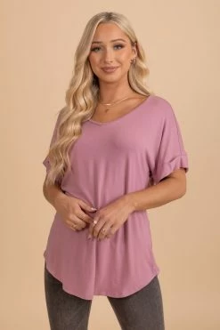 Zenana Wait For You V-Neck Top -Bella Ella Sales light rose front 5000x