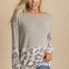 Haptics Wild Babe Animal Print Pullover Sweater - Light Brown