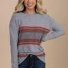 Be Cool Life She's Imagined Striped Pullover - Gray