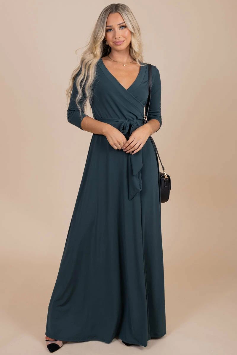 Janette Little Secrets V-Neck Maxi Dress - Dark Green 1 Janette Little Secrets V-Neck Maxi Dress - Dark Green
