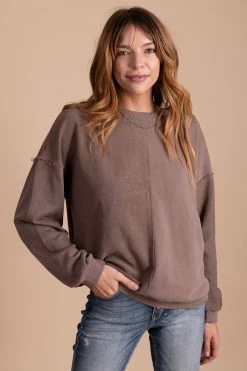 Blue B Hot Cocoa Long Sleeve Sweater - Dark Brown