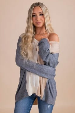 Jodifl Fall Breeze Color Block Sweater - Gray