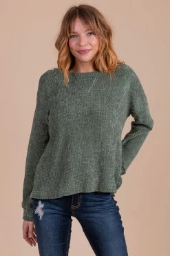 7th Ray Into The Woods Knit Pullover Sweater - Dark Green