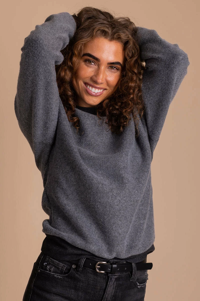 Reflex Warm And Fuzzy Long Sleeve Top - Dark Gray 1 Reflex Warm And Fuzzy Long Sleeve Top - Dark Gray
