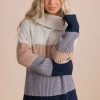 Wholesale Fashion Trends Me Plus You Striped Cowl Neck Sweater - Gray