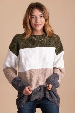 Bibi Strike A Deal Knit Pullover Sweater - Green
