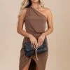 Cameo Move Forward One-Shoulder Midi Dress - Brown