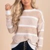 Stacatto Long Lost Love Striped Knit Sweater - Light Brown