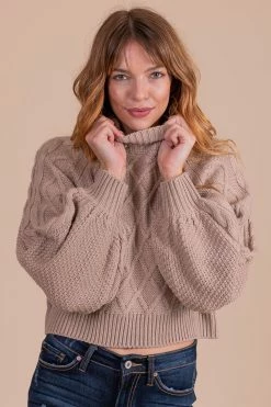 Dreamers All Too Well Cable Knit Sweater - Light Brown