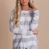 Bella Ella Boutique Oh So Sweet Light Gray Striped Top