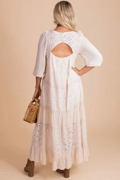 Listicle Make It Count Eyelet Detail Maxi Dress -Bella Ella Sales make it count cream back 5000x