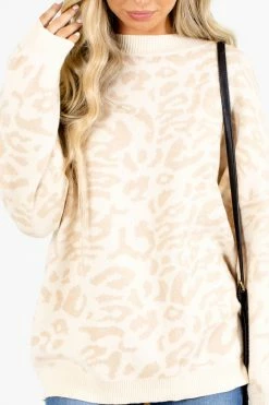 Lime N' Chili Natural Habitat Cream Leopard Print Sweater 7 Lime N' Chili Natural Habitat Cream Leopard Print Sweater -Bella Ella Sales natural habitat cream leopard print sweater details 5000x