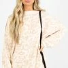 Lime N' Chili Natural Habitat Cream Leopard Print Sweater
