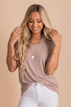 Zenana Wait For You V-Neck Top -Bella Ella Sales oatmeal 06fc143d 9074 4f71 8be2 989087835a15 5000x