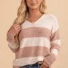 Almost Nothing Cozy Retreat Striped V-Neck Sweater