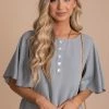 Zenana Focus On The Good Button Blouse