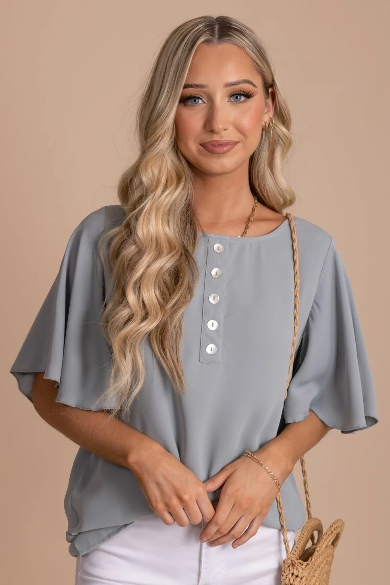 Zenana Focus On The Good Button Blouse 1 Zenana Focus On The Good Button Blouse