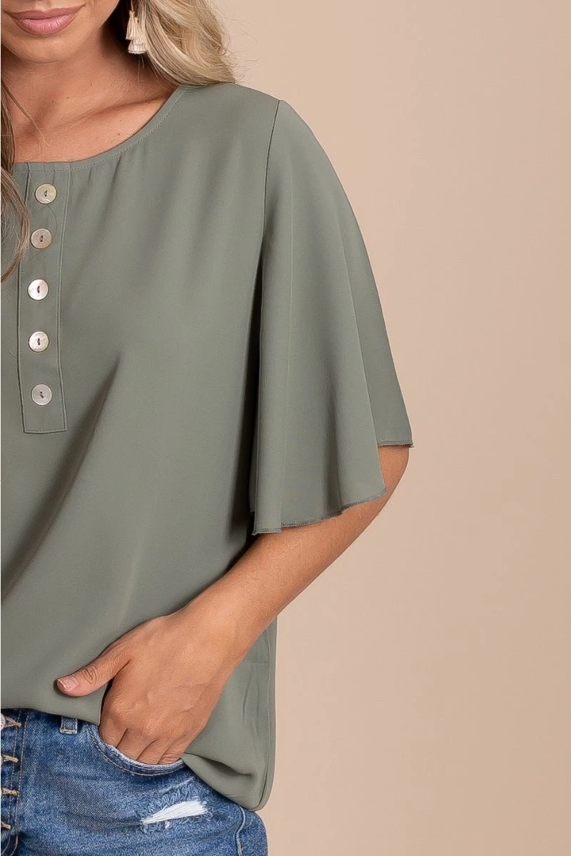 Zenana Focus On The Good Button Blouse 4 Zenana Focus On The Good Button Blouse - Image 4