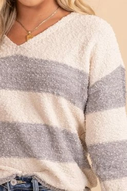 Almost Nothing Cozy Retreat Striped V-Neck Sweater -Bella Ella Sales oatmeal 4 918200e0 5b50 409c 80ea c41485d0720b 5000x