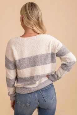 Almost Nothing Cozy Retreat Striped V-Neck Sweater -Bella Ella Sales oatmeal 6 7922dc7c 5ada 46c2 851c 194e265e0fc9 5000x