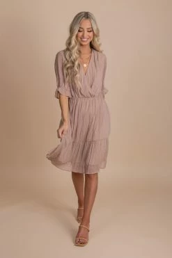Listicle On The List Knee-Length Dress -Bella Ella Sales onthelistknee lengthdresstaupefull2 5000x