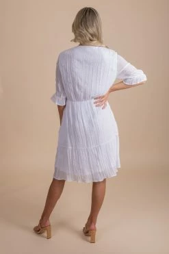 Listicle On The List Knee-Length Dress -Bella Ella Sales onthelistknee lengthdresswhiteback 5000x
