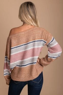 Eesome Hello Autumn Striped Knit Sweater -Bella Ella Sales orange back 5000x