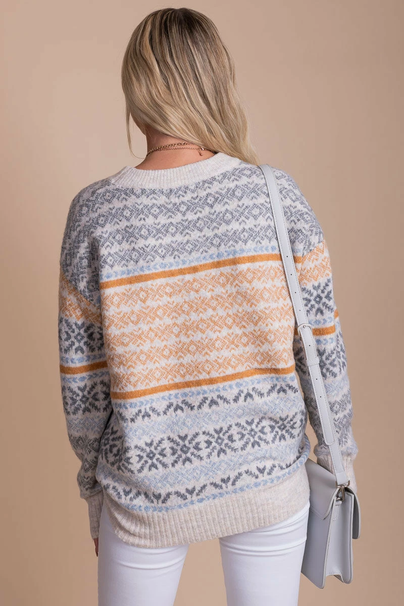 Be Cool My Favorite Season Nordic Print Sweater 3 Be Cool My Favorite Season Nordic Print Sweater - Image 3