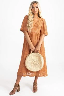 Listicle She's So Gorgeous Midi Dress -Bella Ella Sales orange front 2 5000x