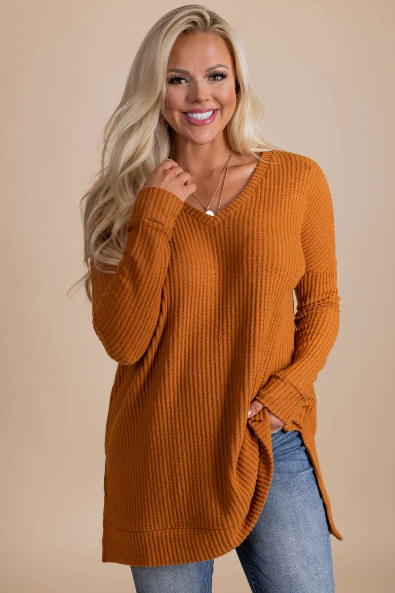 Zenana Spiced Cider V-Neck Waffle Top 13 Zenana Spiced Cider V-Neck Waffle Top - Image 13