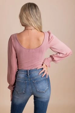 Almost Nothing First Kiss Long Sleeve Bodysuit -Bella Ella Sales pink back 5216dacb b187 4860 8e32 5ad8aa5e994f 5000x