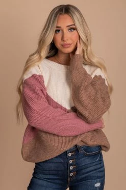 Eesome City Limits Color Block Sweater -Bella Ella Sales pink front 4701673d 06a5 48b2 89fb 842d41c97efc 5000x